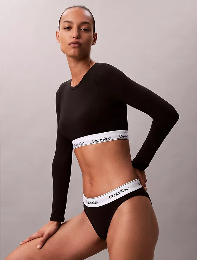 Camiseta de manga larga con Bralette, de algodón Modal, ligeramente forrada Camiseta de manga larga con Bralette, de algodón Modal, ligeramente forrada