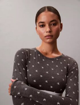 Camiseta de manga larga con Bralette, de algodón Modal, ligeramente forrada