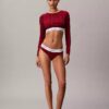 Camiseta de manga larga con Bralette, de algodón Modal, ligeramente forrada