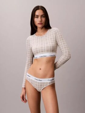 Camiseta de manga larga con Bralette, de algodón Modal, ligeramente forrada
