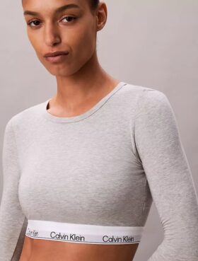 Camiseta de manga larga con Bralette, de algodón Modal, ligeramente forrada