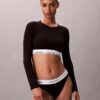 Camiseta de manga larga con Bralette, de algodón Modal, ligeramente forrada Camiseta de manga larga con Bralette, de algodón Modal, ligeramente forrada