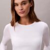 Camiseta de manga larga con Bralette, de algodón Modal, ligeramente forrada Camiseta de manga larga con Bralette, de algodón Modal, ligeramente forrada