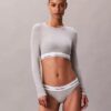 Camiseta de manga larga con Bralette, de algodón Modal, ligeramente forrada Camiseta de manga larga con Bralette, de algodón Modal, ligeramente forrada
