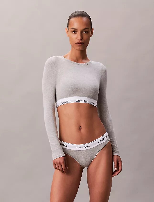 Camiseta de manga larga con Bralette, de algodón Modal, ligeramente forrada Camiseta de manga larga con Bralette, de algodón Modal, ligeramente forrada