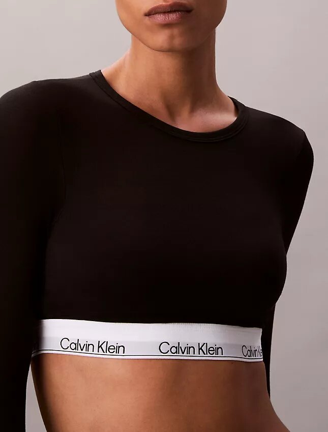Camiseta de manga larga con Bralette, de algodón Modal, ligeramente forrada Camiseta de manga larga con Bralette, de algodón Modal, ligeramente forrada