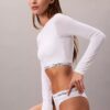 Camiseta de manga larga con Bralette, de algodón Modal, ligeramente forrada Camiseta de manga larga con Bralette, de algodón Modal, ligeramente forrada