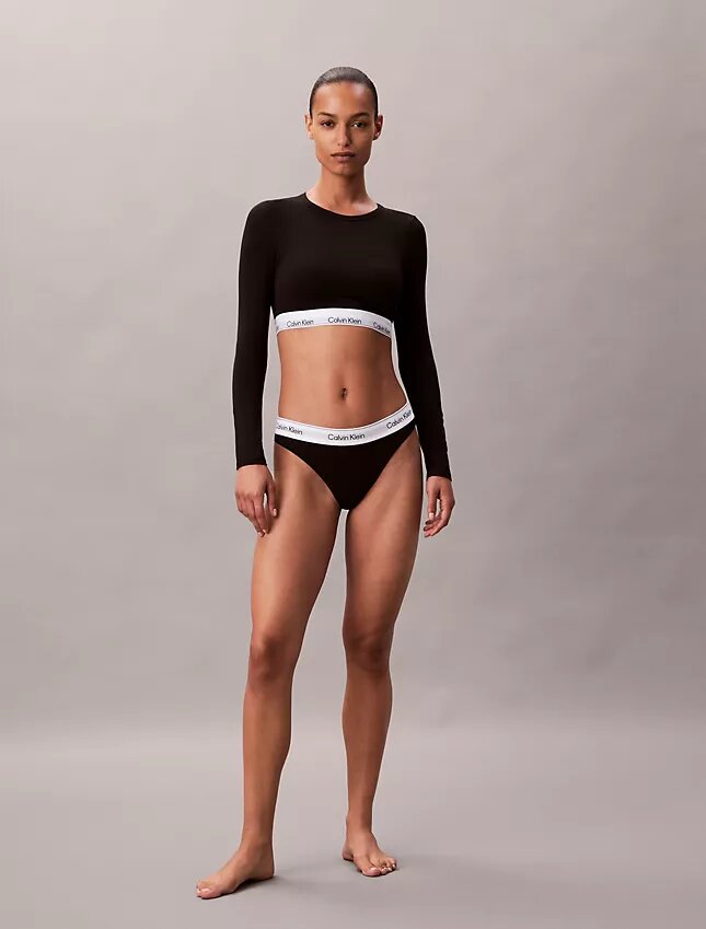 Camiseta de manga larga con Bralette, de algodón Modal, ligeramente forrada Camiseta de manga larga con Bralette, de algodón Modal, ligeramente forrada