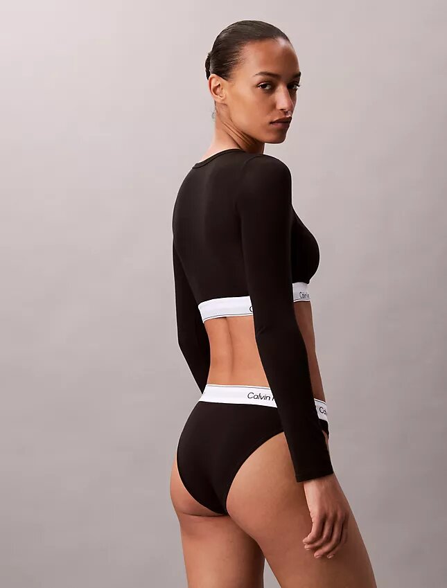 Camiseta de manga larga con Bralette, de algodón Modal, ligeramente forrada Camiseta de manga larga con Bralette, de algodón Modal, ligeramente forrada