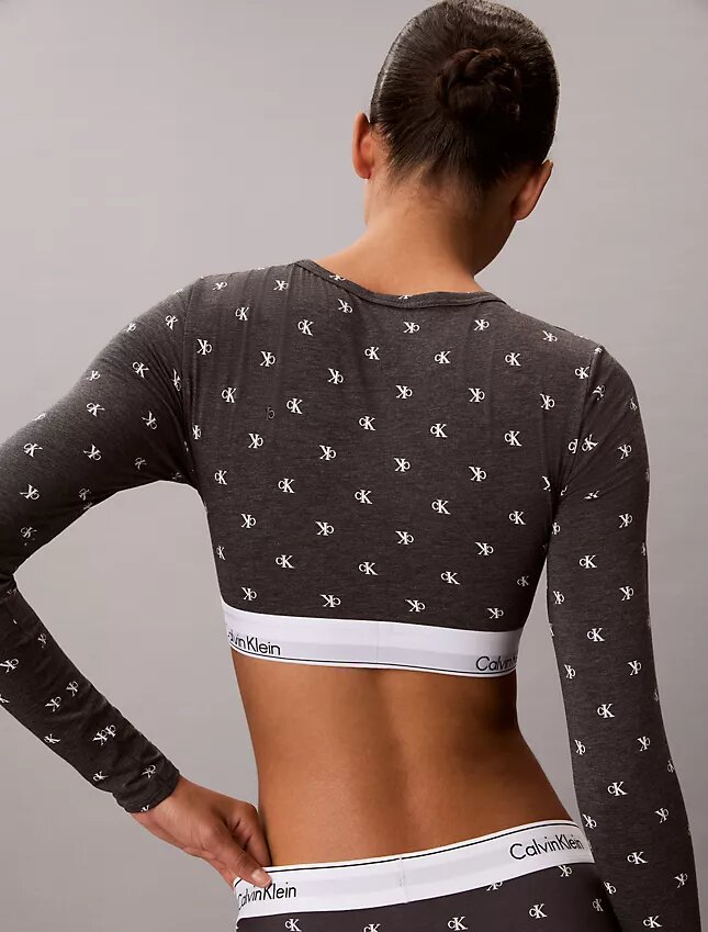 Camiseta de manga larga con Bralette, de algodón Modal, ligeramente forrada Camiseta de manga larga con Bralette, de algodón Modal, ligeramente forrada