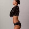Camiseta de manga larga con Bralette, de algodón Modal, ligeramente forrada