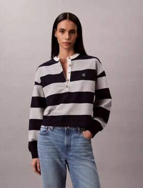 Camiseta Henley con rayas universitarias