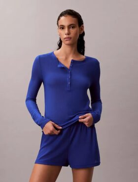 Camiseta Henley ligera de punto waffle