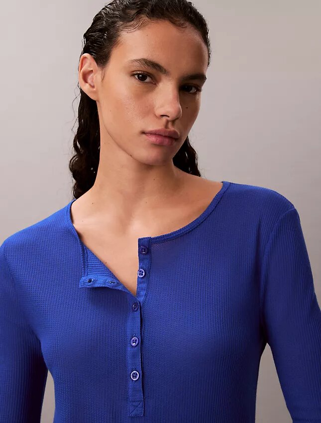 Camiseta Henley ligera de punto waffle Camiseta Henley ligera de punto waffle