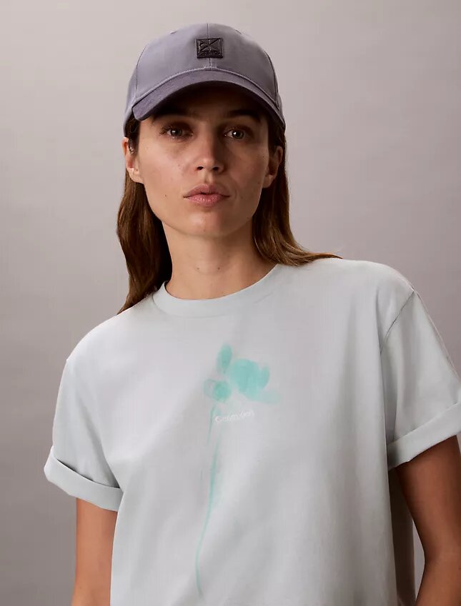 Camiseta holgada con estampado floral del logotipo Camiseta holgada con estampado floral del logotipo