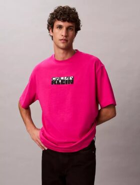 Camiseta holgada con gráfico de logotipo en bloque