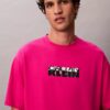Camiseta holgada con gráfico de logotipo en bloque