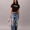 Camiseta holgada con gráfico de logotipo en relieve Camiseta holgada con gráfico de logotipo en relieve