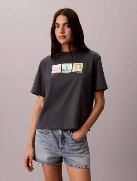 Camiseta holgada con gráfico de tiras fotográficas de Nueva York