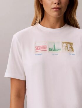 Camiseta holgada con gráfico de tiras fotográficas de Nueva York