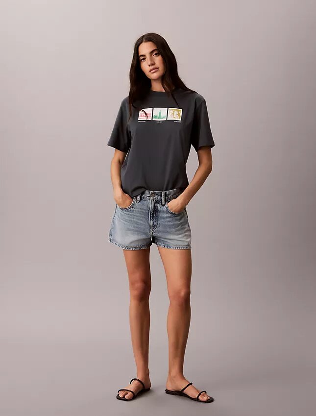 Camiseta holgada con gráfico de tiras fotográficas de Nueva York Camiseta holgada con gráfico de tiras fotográficas de Nueva York