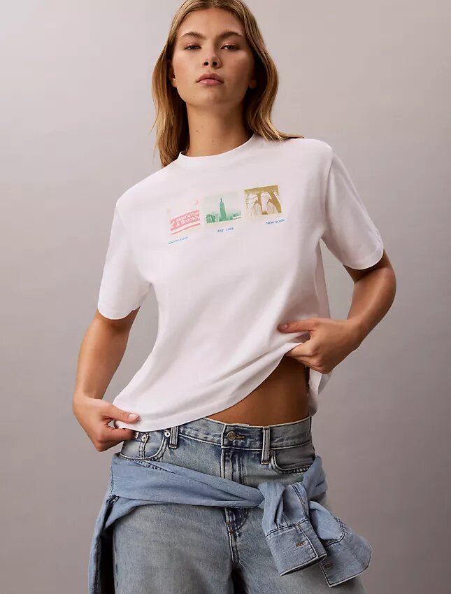Camiseta holgada con gráfico de tiras fotográficas de Nueva York Camiseta holgada con gráfico de tiras fotográficas de Nueva York