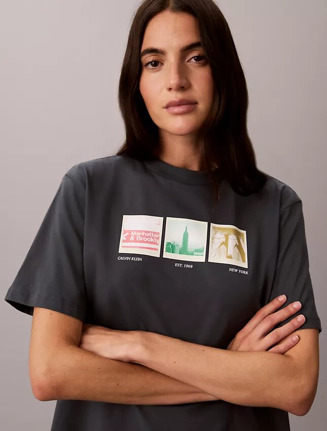 Camiseta holgada con gráfico de tiras fotográficas de Nueva York Camiseta holgada con gráfico de tiras fotográficas de Nueva York