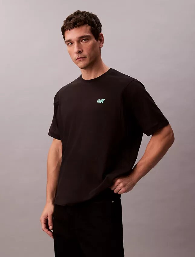 Camiseta holgada con gráfico del logotipo en piqué refrescante Camiseta holgada con gráfico del logotipo en piqué refrescante
