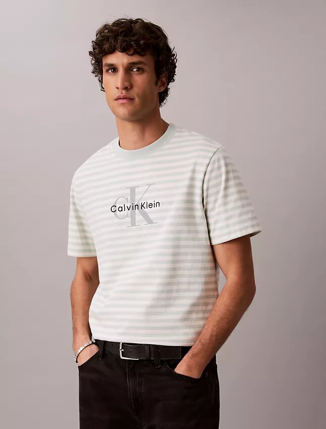 Camiseta holgada con rayas y Monogram Camiseta holgada con rayas y Monogram