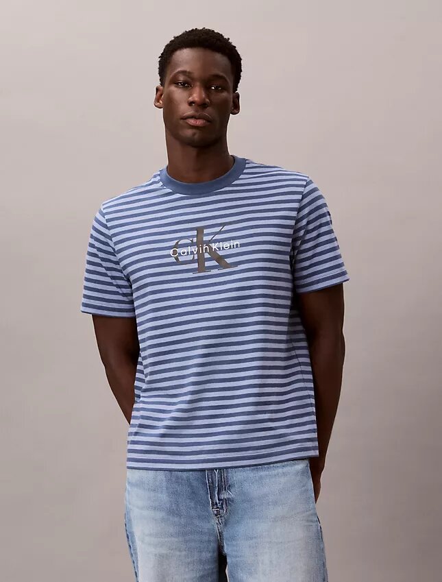 Camiseta holgada con rayas y Monogram Camiseta holgada con rayas y Monogram