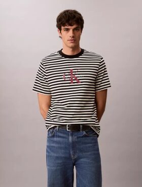 Camiseta holgada con rayas y Monogram