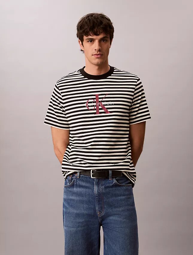Camiseta holgada con rayas y Monogram Camiseta holgada con rayas y Monogram