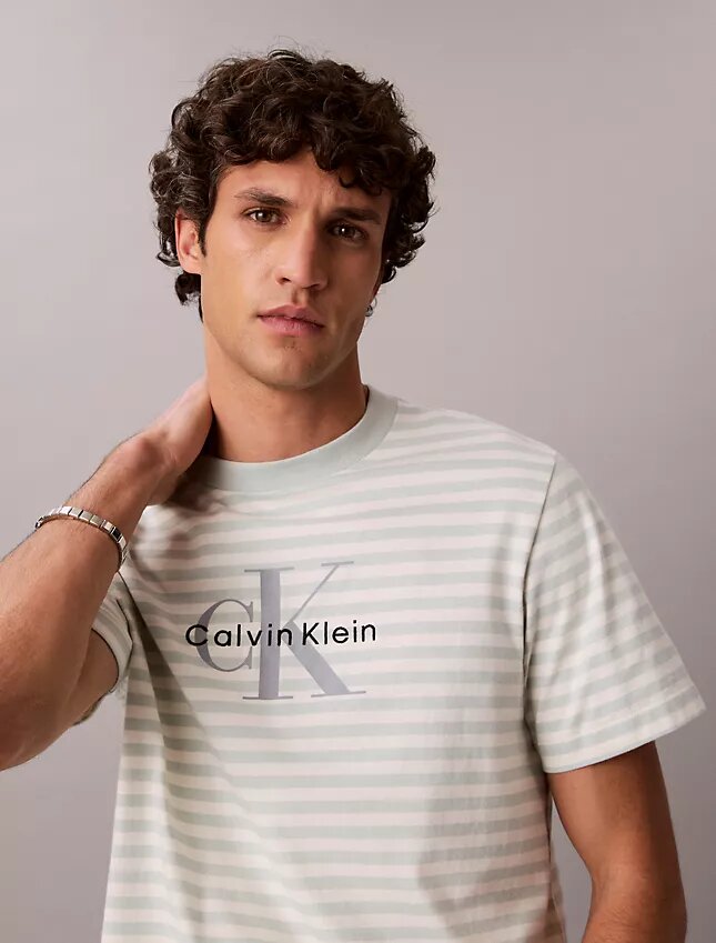 Camiseta holgada con rayas y Monogram Camiseta holgada con rayas y Monogram
