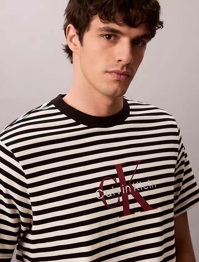 Camiseta holgada con rayas y Monogram Camiseta holgada con rayas y Monogram