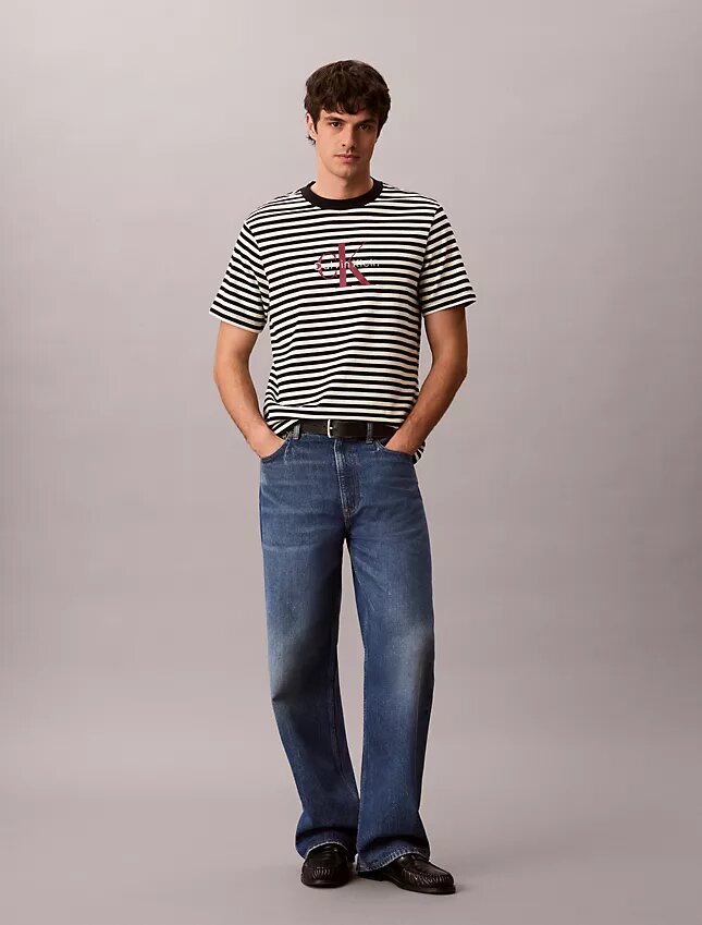 Camiseta holgada con rayas y Monogram Camiseta holgada con rayas y Monogram