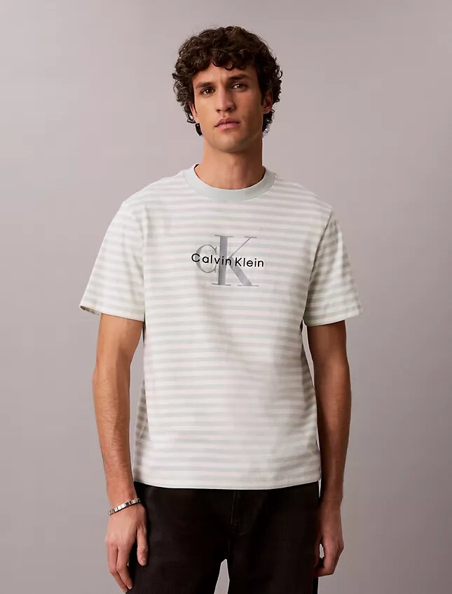 Camiseta holgada con rayas y Monogram Camiseta holgada con rayas y Monogram