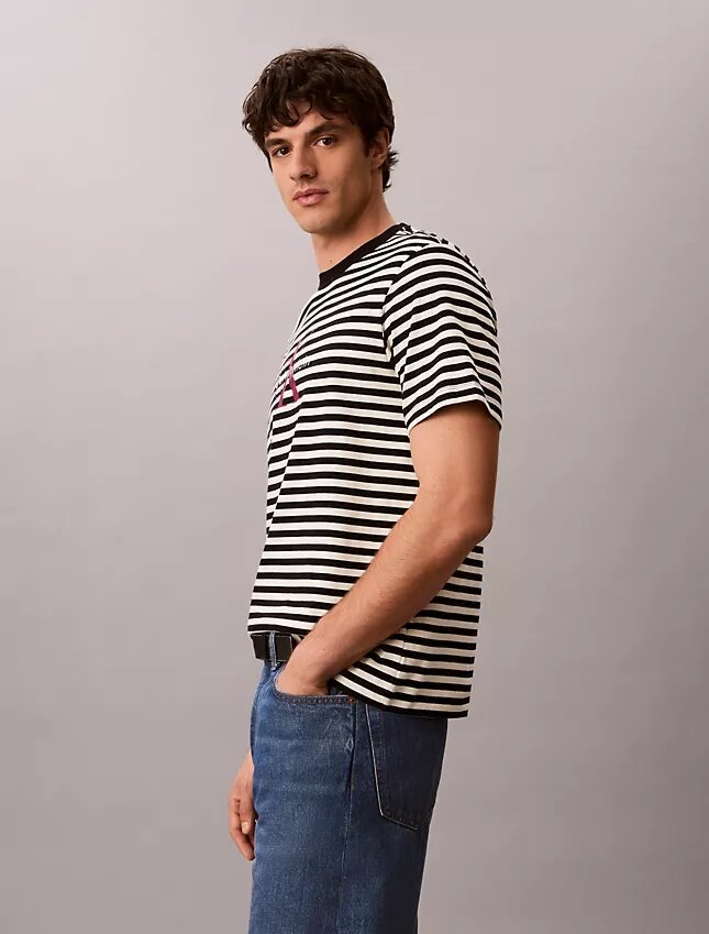 Camiseta holgada con rayas y Monogram Camiseta holgada con rayas y Monogram