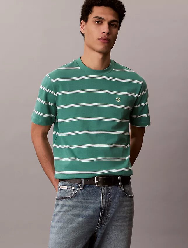 Camiseta holgada con rayas y Monogram Camiseta holgada con rayas y Monogram