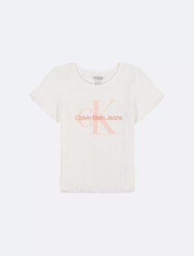 Camiseta Monologo de punto acanalado grueso para niñas