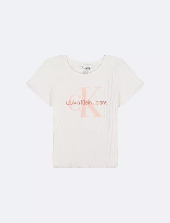 Camiseta Monologo de punto acanalado grueso para niñas Camiseta Monologo de punto acanalado grueso para niñas