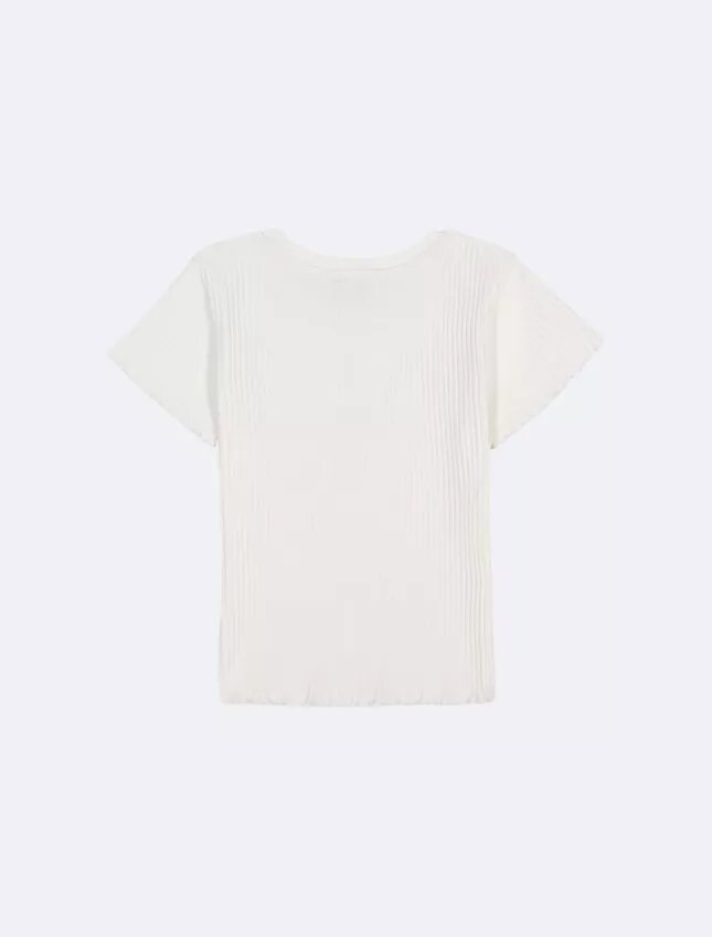 Camiseta Monologo de punto acanalado grueso para niñas Camiseta Monologo de punto acanalado grueso para niñas