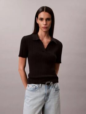 Camiseta polo de algodón acanalado suave