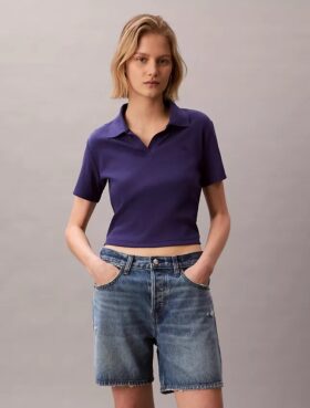 Camiseta polo de algodón con ribete contorneado