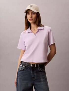 Camiseta polo de algodón con ribete contorneado