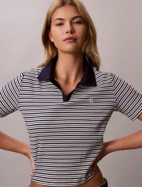 Camiseta polo de algodón con ribete contorneado
