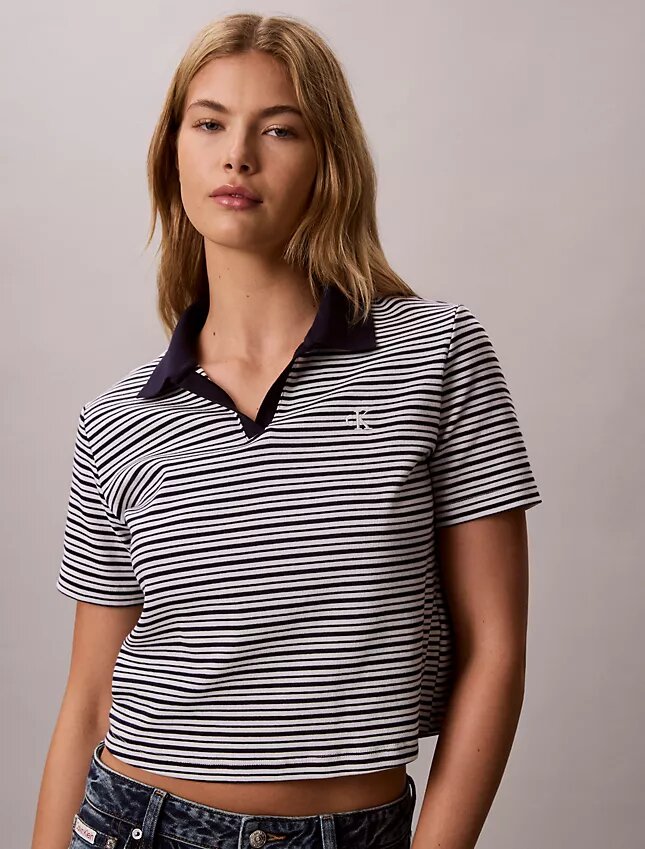 Camiseta polo de algodón con ribete contorneado Camiseta polo de algodón con ribete contorneado