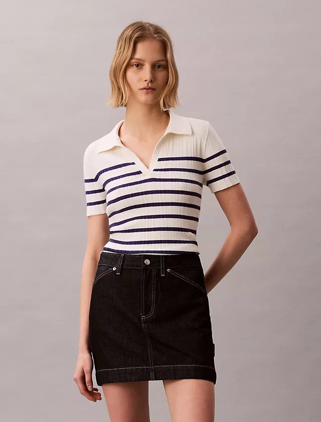 Camiseta polo de algodón liso acanalado Camiseta polo de algodón liso acanalado