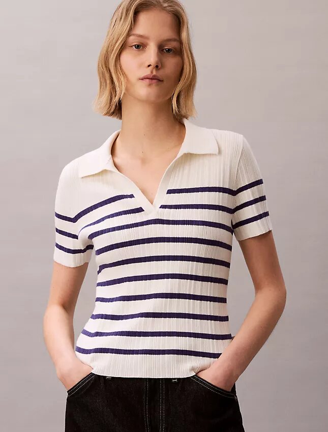 Camiseta polo de algodón liso acanalado Camiseta polo de algodón liso acanalado