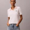 Camiseta polo de canalé a rayas con monólogo