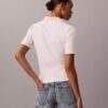 Camiseta polo de canalé a rayas con monólogo
